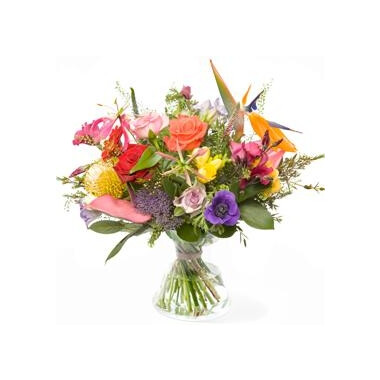 Polychrome bouquet, excl. vase