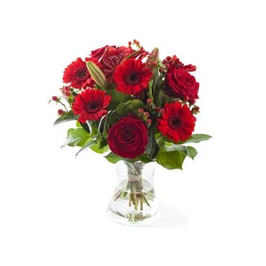Red mixed bouquet, excl. vase