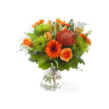 Orange mixed bouquet, excl. vase
